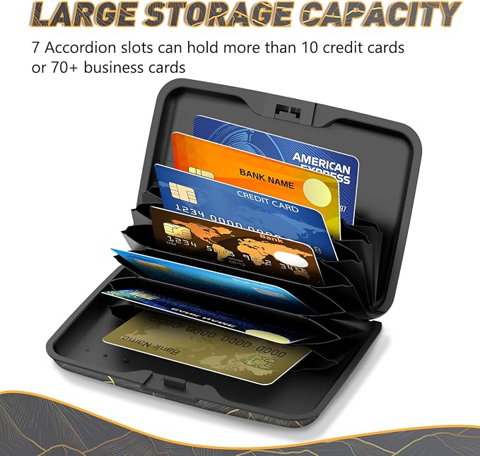 Credit Card Holder, Mini RFID Small Aluminum Card Wallet Business Card Case | Blocking Slim Metal RFID Blocking Front Pocket Wallet Hard Case Durable CC Holder for Men Boy, Cool Abstract Mountain