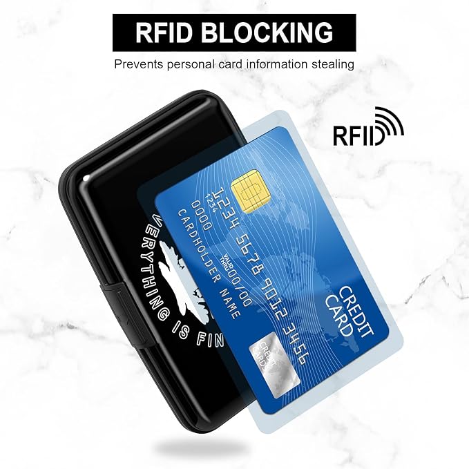Card Holder Credit Cards Holder for Women RFID wallet women Business Card Holder Wallet Mini Aluminum Card Wallet RFID Blocking Slim Metal Hard Card for Women, White Cat