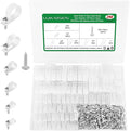 290 Pcs White R-Type Nylon Cable Clamps with M4 Screws Kit | Good Ductility, Fireproof, 6 Sizes (3/16'' 1/4'' 3/8'' 1/2'' 3/4'' 1''), 145pcs M4 Screws, for TV/PC/AC Cables & Wires.