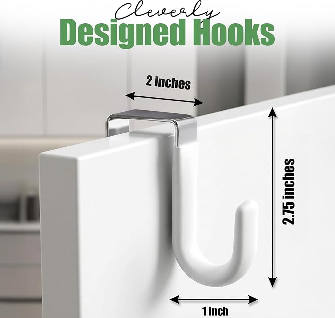 Evelots Over the Door Hooks - 4 Pack - Hangers for Clothes, Towel, Coats, Hats, Handbags - Made of Rubber Coated Steel - Closet, Bathroom, Office