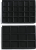 Frebeauty Jewelry Trays for Drawer,Set of 2 Jewelry Organizer and Storage | Velvet Material,Stackable,Adjustable Dividers,Drawer Inserts for Rings Studs Bracelet,Earring Organizer for Women Girls