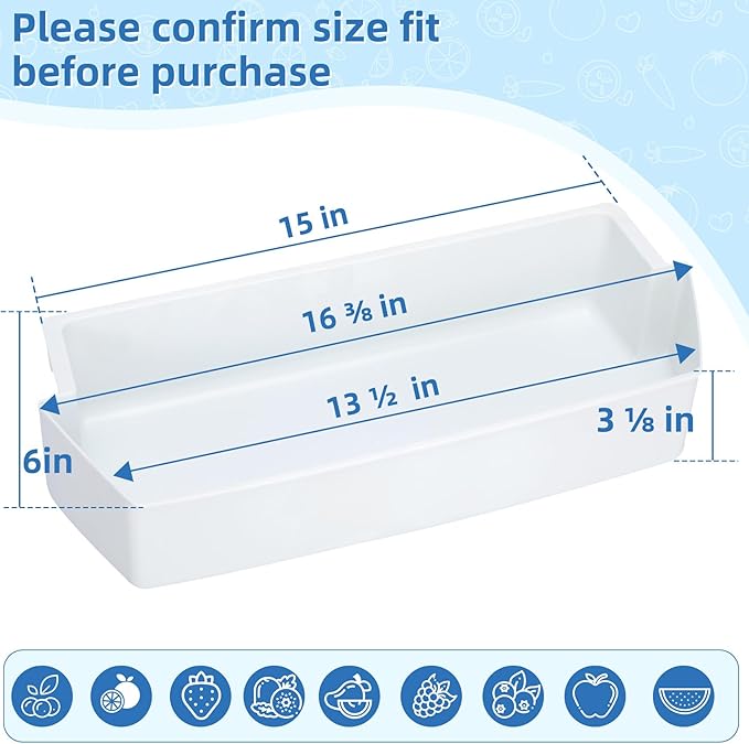 2187172 Door Shelf Bin for Whirlpool Kenmore Amana Frigidaire Fridges Roper Estate Replace WP2187172, AP6006028, 2187194K, PS11739091 AP3853103, AP3853103, PS328468, PS986890, 3046299（2 Pack）