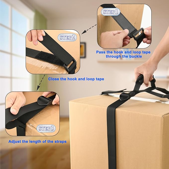 Cosmos Box Carrying Strap with Handle, 82.7 Inch Heavy Duty Handheld Belt for Moving and Lifting Heavy Objects, Adjustable Cross Style Moving Straps for Luggage Cases Groceries Appliances