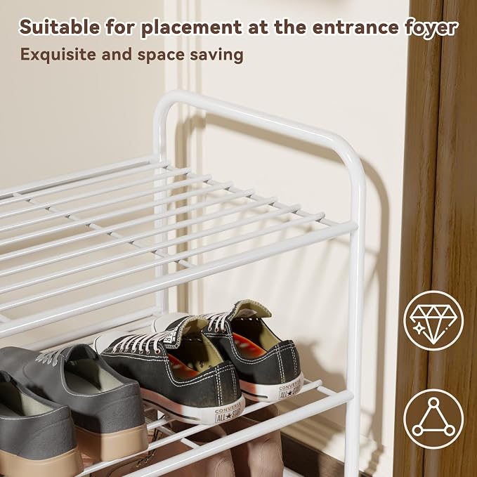 2 Pack 2-Tier Shoe Rack, 33" Wide Shoe Shelf Storage Organizer for Entryway, Closet, Large Capacity, Metal Wire Grid, White