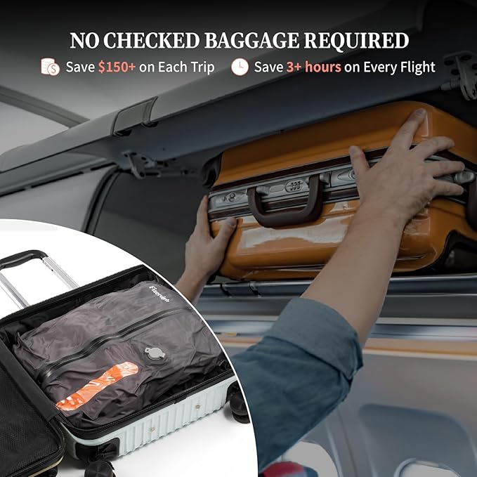 Travel Sealed Compression Bag Set with Illuminated Electric Pump | Odor-Proof and Waterproof Nylon Portable Bags, Space-Saving, Suitable for Onebag Travel, Cycling Trips, Dry/Wet Separation