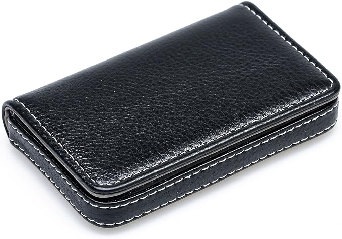 RFID Blocking Wallet - Minimalist Leather Business Credit Card Holder - Black