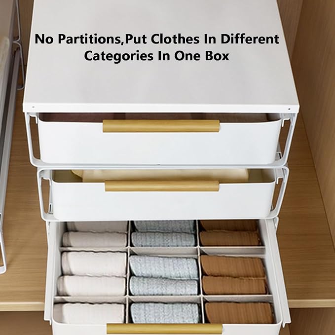 Closet Pull-Out Baskets,Stackable Storage Bins,Carbon Steel Drawer Basket,Smooth Pulling for Kitchen Pantry Cabinet and Closet(35.2x42.6x38cm)