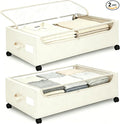 Under Bed Storage with Wheels, 2 Pack Under Bed Storage Containers, 10.6 inches Tall Underbed storage bins on Wheels, Rolling Under the Bed Metal Drawers for Clothes, Blankets, Shoes (XXXL, 90L)