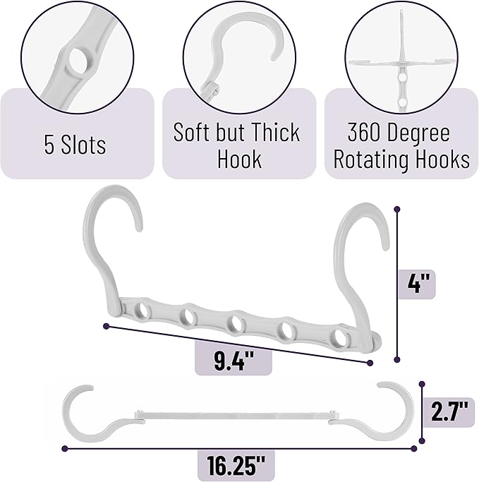 Mr. Pen- Space Saving Hangers, 8 pcs, 360° Rotating Hooks | Magic Cascading Hanger Organizer with 5 Enclosed Slots, Closet Organizers and Storage for Clothes