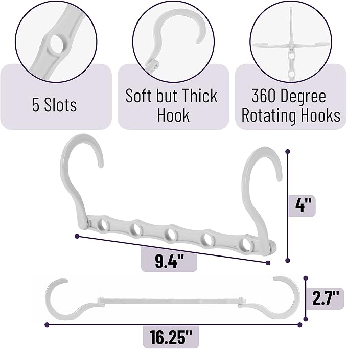 Mr. Pen- Space Saving Hangers, 16 pcs, 360° Rotating Hooks | Magic Cascading Hanger Organizer with 5 Enclosed Slots, Closet Organizers and Storage for Clothes