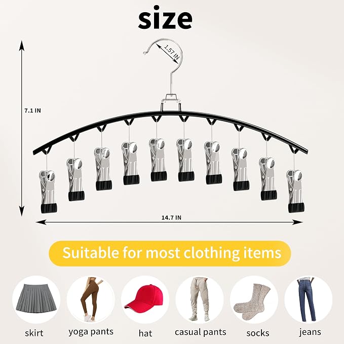 Legging Hangers for Closet Organizer, Space Saving Metal Legging Hanger(2) | capable of Hanging 20 pairs of Pants, Shorts, or Scarf, Legging Organizer for Closet Hanging, Black