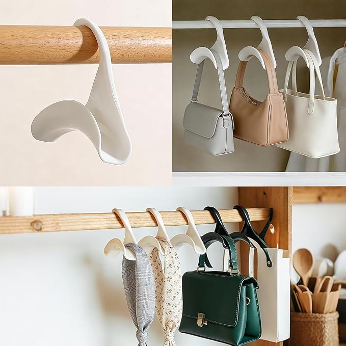 10 Pcs Purse Hanger Hook Purse Organizer Insert Hanger Holder Handbags Backpacks Arch Hook for Closet Home Storage(White)