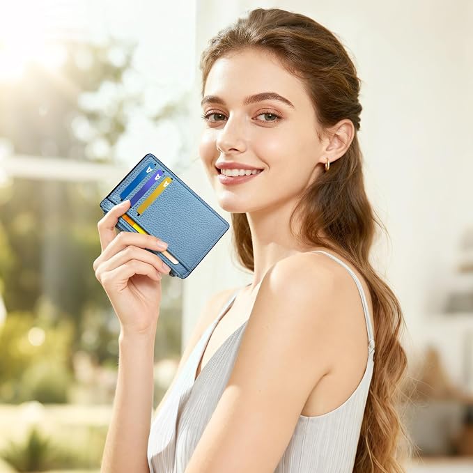 Tipmile Womens Credit Card Holder Wallet, Small Slim RFID Blocking Sleeve | Mini Tiny Cute ID Case, Minimalist Zipper Pocket Wallet, Thin Coin Purse, Mothers Gift