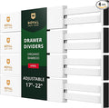 Bamboo Drawer Dividers Organizers, Adjustable Drawer Separator Splitters, 17–22 Inches Expandable Drawer Divider Organizer for Large Utensils, Kitchen, Bedroom, Dresser & Office Drawers 4-Pack, White