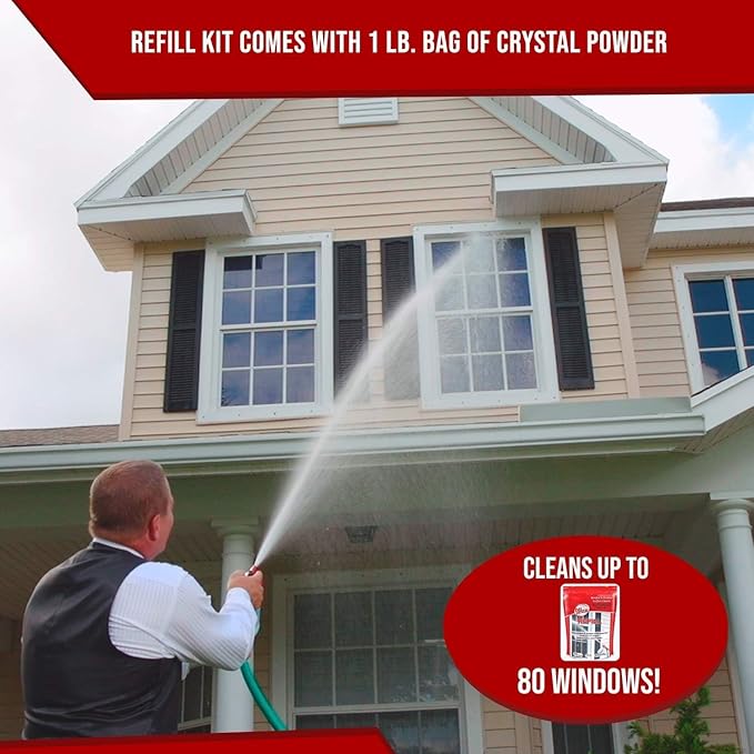 Full Exterior Refill Kit – Crystal Powder Outdoor Cleaner Packets, 8 oz, Each 4 oz Bag Makes Up to 640 fl oz, Non-Toxic, No Scrub, No Rinse Cleaning Solution