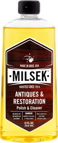 Milsek Antiques & Restoration Wood Polish 12 oz | Cleans, restores, and polishes antique furniture and heirloom wood while enhancing natural beauty.