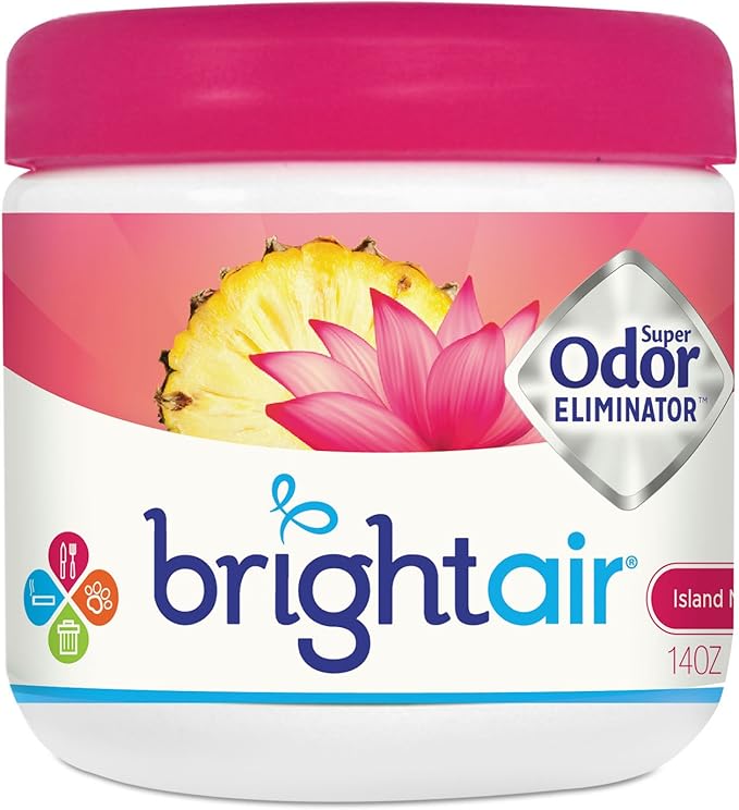 Bright Air Super Odor Eliminator, Island Nectar and Pineapple, Pink, 14 Oz Jar