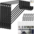 6 PCS Heavy Duty Closet Rod Bracket, 11 x 11 Inch Closet Shelf Brackets,Supports 300 lbs,Wall Mount Closet Rod Supports Bracket Hook with Screws, Closet Rod Holders for Home and Closet Decor(Black)