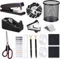 Office Supplies,Desk Accessories, Stapler and Tape Dispenser Set for Women with Stapler, Tape Dispenser, Staple Remover, Staples, Clips, Scissor and Tabs,Gift for Students, Coworkers