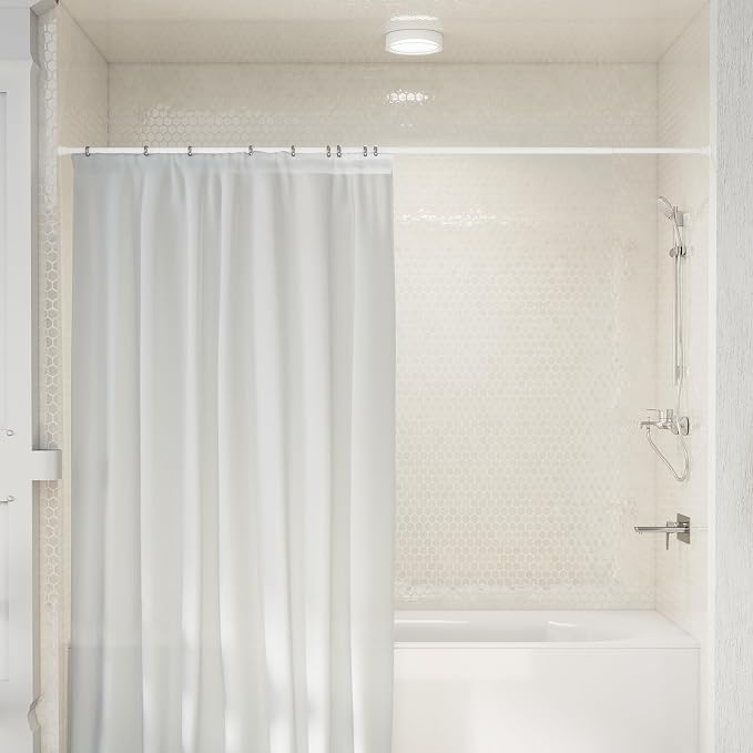 Tension Curtain Rod 30-76Inch,white Tension Rod for Windows Shower Curtain Rods No Drilling Spring Adjustable Curtain Rods for Windows,Doorway,Bathroom,Closet,7/8" Diameter