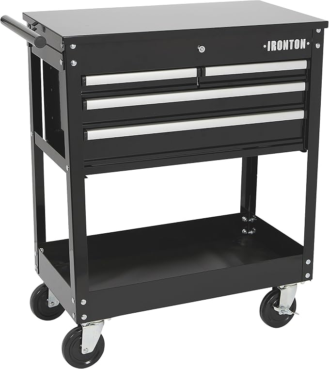Ironton Slide-Top Mobile Tool Chest, 4 Locking Drawers, Powder-Coat | Rust-resistant finish, Fully opening slide top, Rolling mobility, Secure garage/shop storage, Quick-access organization