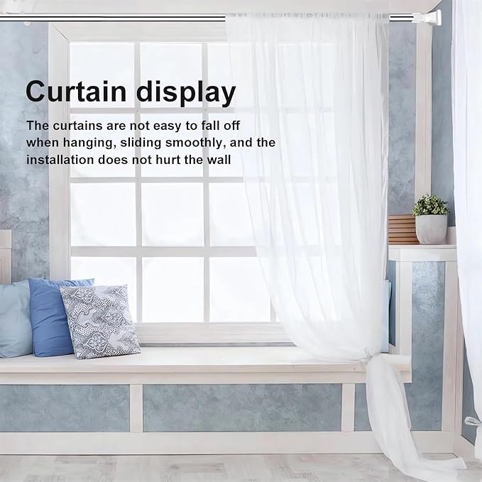 Drill Free Adjustable Rod - 2024 New Adjustable Pressure Curtain Rod Tension Window, Expandable No Drilling Shower Curtain Rod Spring Tension Rod for Closet Heavy Duty (19.6"-31.5")