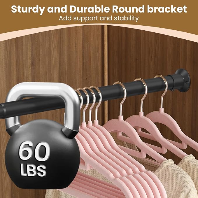 TOPROD Closet Rod,18 to 32 Inches Adjustable Closet Rods for Hanging Clothes Heavy Duty Closet Hanging Rod Closet Poles for Wardrobes,RV,Laundry
