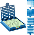 Sticky Note Holder with 5 Different Stencil & 100 Sheet Post It Notes, 3x3 inch Sticky Pads Dispenser with Line Box Drawing Template for Office and Home(COLOR:blue)