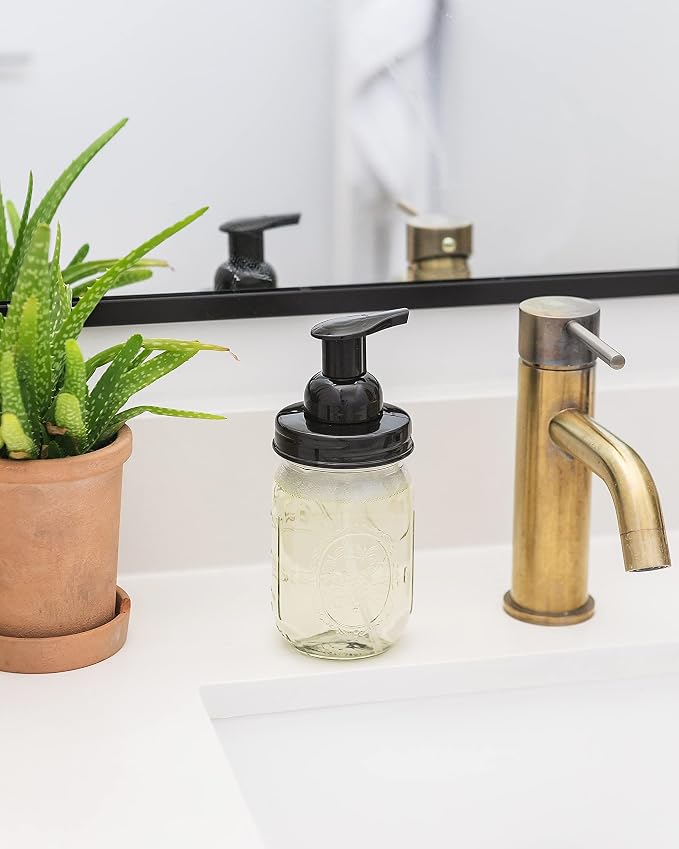 Jarmazing Products Mason Jar Foaming Soap Dispenser - Black - with 16 Ounce Ball Mason Jar - One Pack!
