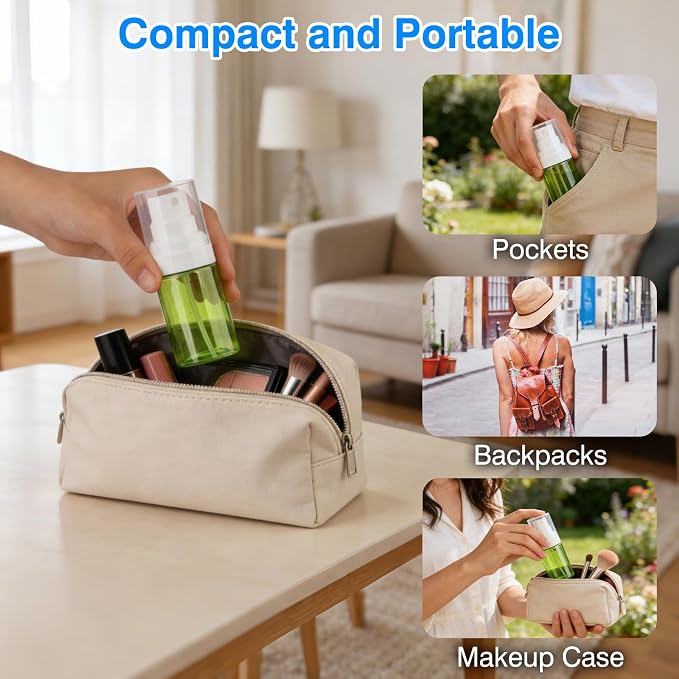 Travel Spray Bottle 2 Pack 1.35oz / 40ml Small Fine Mist Spray Bottles | Empty Mini Spray Bottles Refillable Plastic Travel Bottle - Leak Proof - for Face Toner, Hair Mist, Plants, Cleaning