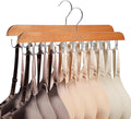 Bra Hanger for Closet Organizers and Storage | Space Saving Wooden Hanger | 20 Steel Hooks for Tank Tops, Camis, Hats, Lingeries, Belts, Ties, Scarfs Holder| 360° Rotating Non-Slip (1, 2 Pack Natural)