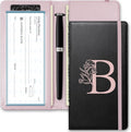 Letter Checkbook Cover, RFID Blocking Checkbook, Duplicate Checks with Pen Holder, Cards Slots, Multi-Functional Checkbook Holder for Personal and Business Checks