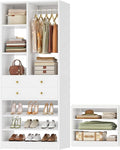 Besiost Small Closet System, 28"/2.3 FT Closet Organizer System with Drawers and Shelves, Walk-in Closets Systems for Small Closets, Free Standing Reach in Closet Tower, White