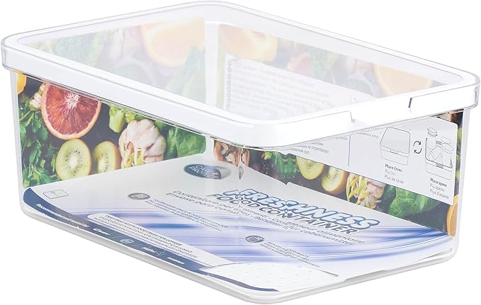 CARE + PROTECT Smart Food Container, Perfectly Stackable, Fridge Organiser, Protect Food From Moisture, Keep Food Fresh Longer 4.65L