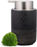 EMPO Ceramic Embossed Press Foam Hand Soap Dispenser - 300ml Large Capacity Facial Cleansing Bottle and Liquid Soap Dispenser for Kitchen Bathroom with Mousse Lotion Pump (Black)