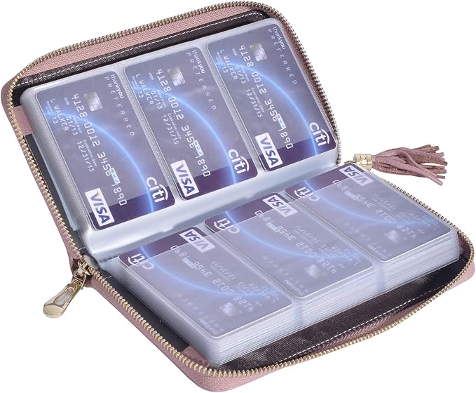 Easyoulife Credit Card Holder Wallet Womens Zipper Leather Case Purse RFID Blocking