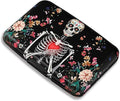 Maicican RFID Blocking Aluminum Credit Card Holder | Slim Metal Wallet for Women & Men, Business Card Case for Travel, Fits Front Pocket, Card holder wallet - Flower Skull
