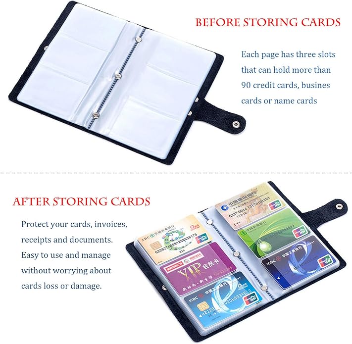boshiho Leather Credit Card Holder Business Card Case Book Style 90 Count Name ID Card Holder Book