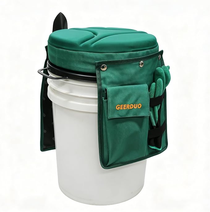 5 Gallon Swivel Bucket Seat Lid with Tool Organizer Bag, 360° Silent Rotating Padded Cushion (3" Thick), Waterproof Bucket Cover Stool for Gardening, Fishing, Hunting, Car Wash