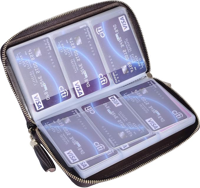 Easyoulife Credit Card Holder Wallet Womens Zipper Leather Case Purse RFID Blocking