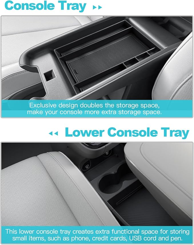 CDEFG 2Pcs for 2025 2026 Hyundai Ioniq 5 Center Console Organizer, for 2025 2026 Hyundai Ioniq 5 Accessories Middle & Lower Console Trays Storage Box (Not for Ioniq 5 N)
