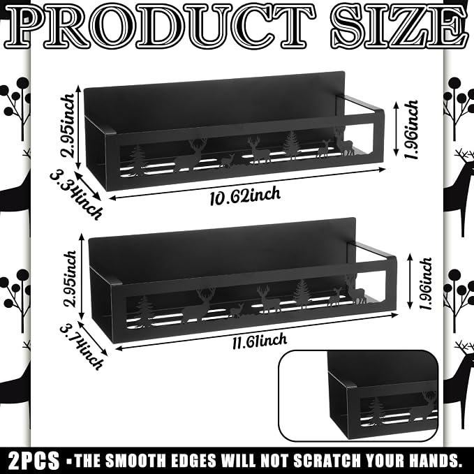 Beeveer 2 Pack Deer Magnetic Spice Rack for Refrigerator Metal Magnet Basket Shelf for Fridge Seasoning Storage Organizers Home Decor Kitchen Accessories