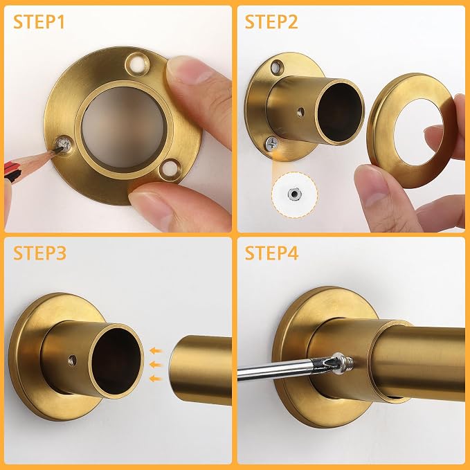 Closet Rods For Hanging Clothes, 17-28 Inch Adjustable Closet Rod, Stainless Steel Heavy Duty Closet Hanging Rod-Gold
