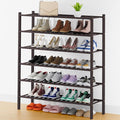Smiry Long Bamboo Shoe Rack, 6 Tier Free Standing Wooden Shoe Organizer, Stackable Wood Shoe Storage Shelf for Closet, Entryway, 14 Vertical Slats, 2+2+2 Stack Thicker Legs, 33.7"x11"x39", Brown