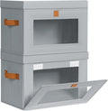 Homsorout Medium Fabric Storage bins - Collapsible Storage Bins with Open Window, 2 Pack Closet Baskets for Shelves, Stackable Decorative Boxes for Home, Dorm, Grey, 13.7"x 9.8" x 9.8"