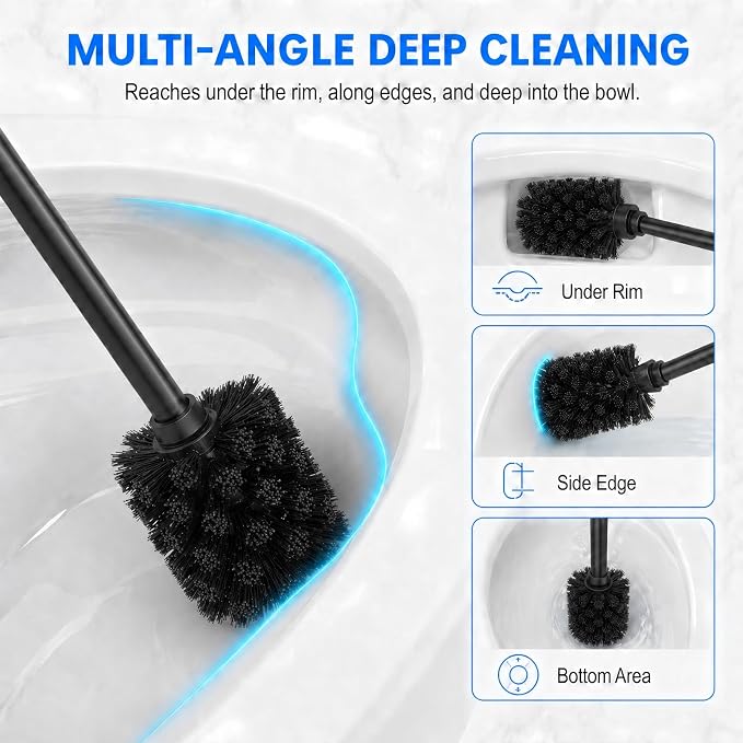 Red Bronze Toilet Brush and Holder Set，Extra Long Handled Toilet Bowl Brush and Holder，Stainless Steel Heavy Duty Toilet Brush for Bathroom,Deep Cleaning Modern Toilet Cleaner Slip Base