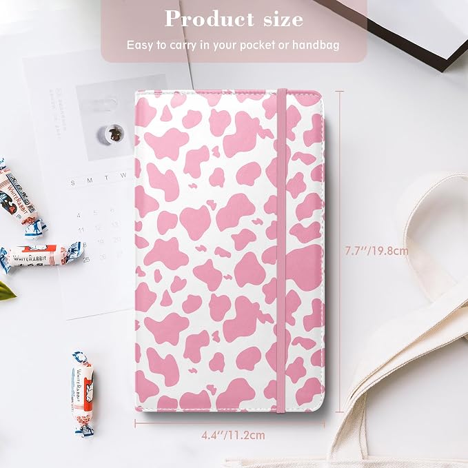 Floral Business Card Book Holder Organizer for Women, 240 Card Capacity, Stylish Name Card and Credit Card Holder for Professionals (Cow-Pink)