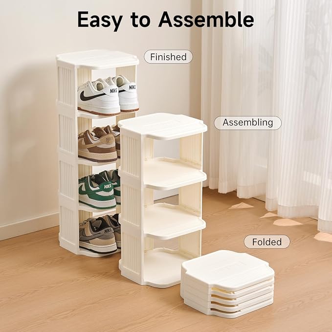 UFORU Vertical Shoe Rack, 9-Tier Plastic Stackable Storage Shelf for Small Closets and Narrow Spaces, Compact Free Standing Shoe Racks for Entryway Bedroom Dormitory