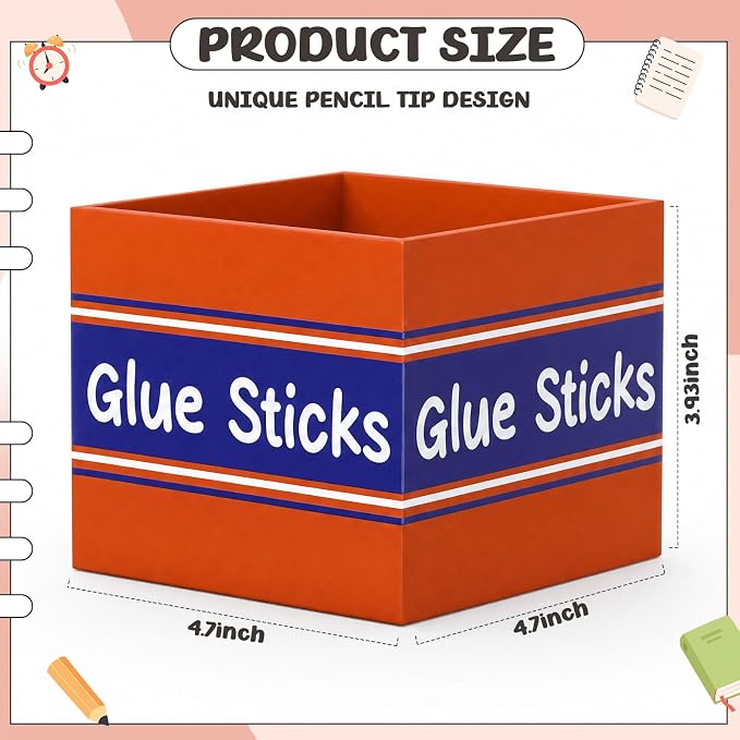 Tenceur 4.7x4.7 Inches Glue Stick Bucket for Teacher Desk Organizer Pencil Holder Bucket Plastic Large Capacity Desk Organizer for Teacher Classroom Craft Supply Storages