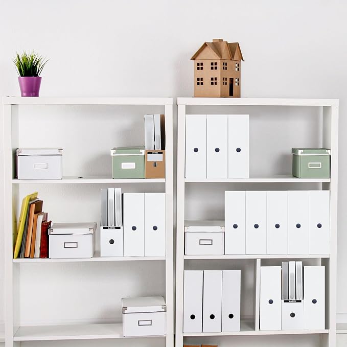 Geyee 50 Pcs Cardboard Magazine Holder Magazine File Holder Magazine Storage Box Document Magazine File Organizer with 50 Pcs Labels for School Office Home Supplies (White)